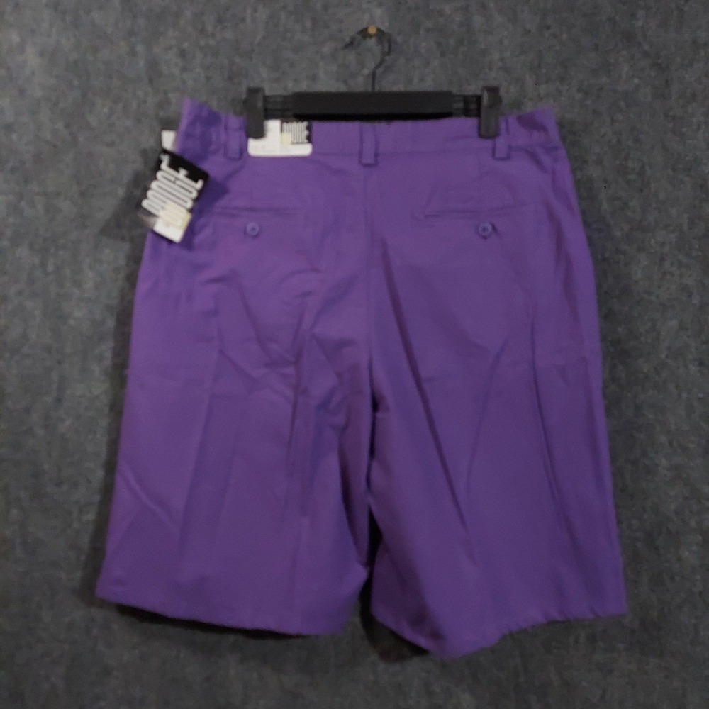 Vintage Badge Shorts Mens 36 Purple Orchid Chino Cotton Flat Front Summer 90s